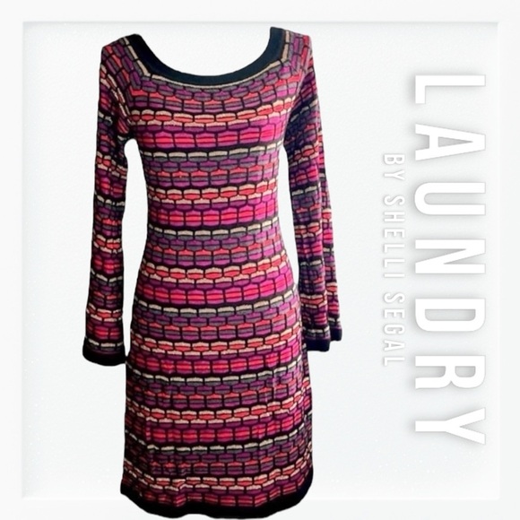 Laundry by Shelli Segal Merino Wool Mix Metallic Sweater Dress sz S - Picture 1 of 13